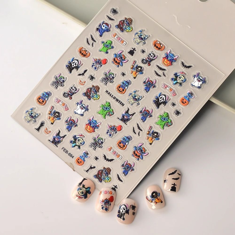Nail Art Zombie - 2PCS Halloween Stitch Zombie‑themed Nail Art
