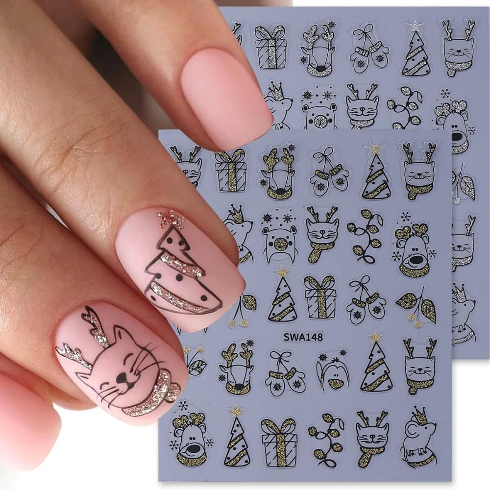 Nail Art Xmas Simple - 1pc Shinning Cartoon Christmas Nail Art