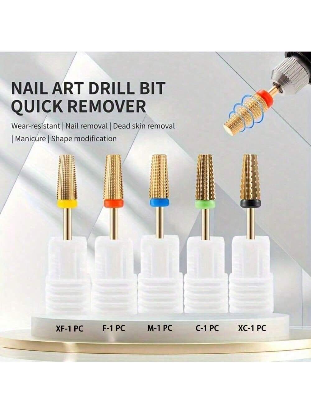 Nail Art Gold - 1/5Pcs Tungsten Steel Nail Drill Bit