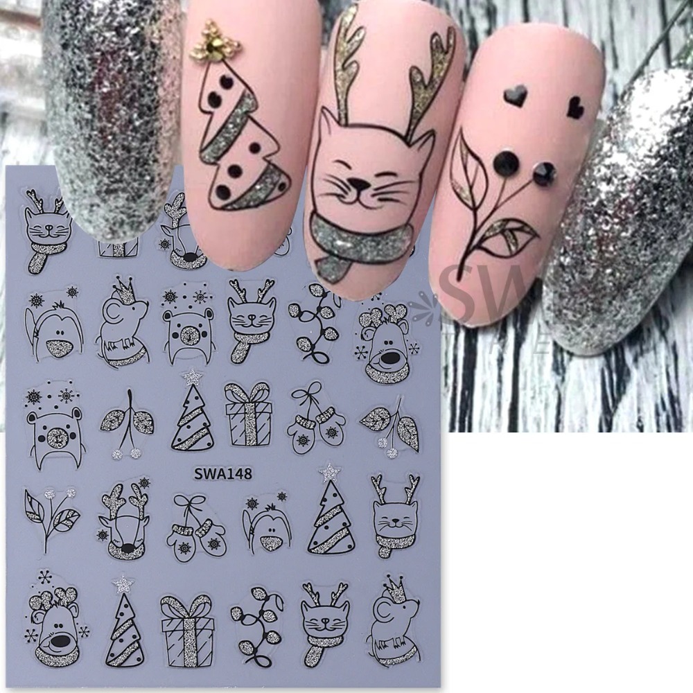 1pc Shinning Cartoon Christmas - Nail Art Xmas Simple recension och pris
