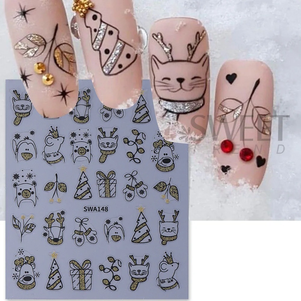 1pc Shinning Cartoon Christmas - Nail Art Xmas Simple recension och pris